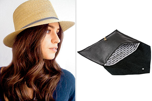 Jessica Murnane and an envelope-shaped clutch designed with Elise Bergman