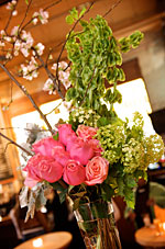 An arrangement of wedding flowers