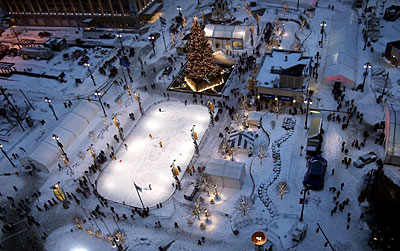 The ice rink at Campus Martius Park