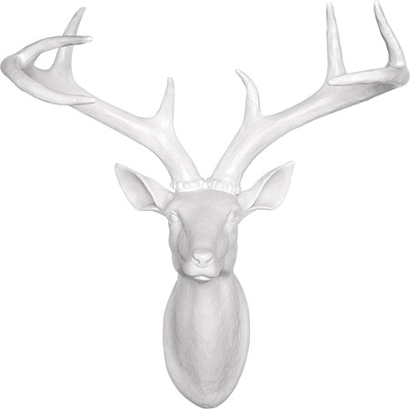 Glossy white resin deer head