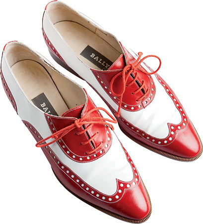 Red and white bally loafers