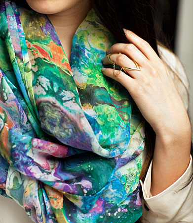 C/FAN silk scarf and Made Her Think chain ring