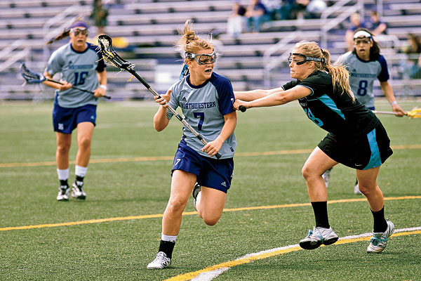 The Northwestern University lacrosse team versus Johns Hopkins