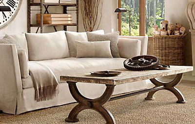 A living room setting by Restoration Hardware