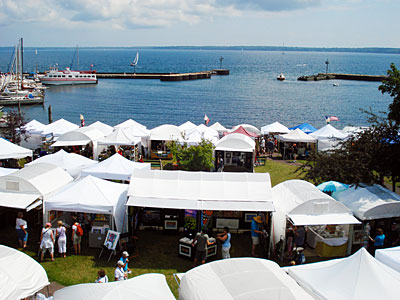 Art booths at Bayfield’s annual waterside festival