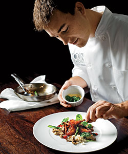 Matt Eversman preparing Hoisin-glazed quail