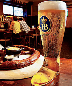 Giant pretzel and big beer at Prost!