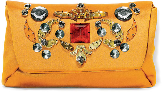 Lanvin crystal-embellished satin CLUTCH