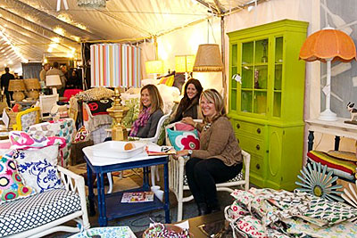 A furniture-filled tent at Design Harvest