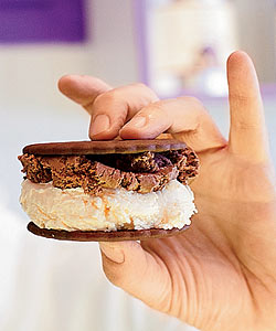 An ice cream sandwich from The Purple Cow