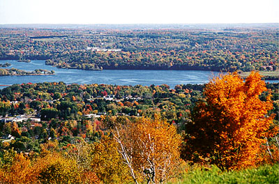 View of the season’s spectacle from the top of Rib Mountain in Wausau, Wisconsin