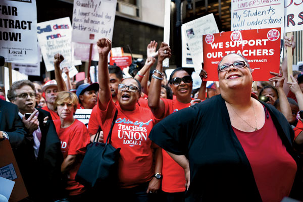 Karen Lewis and the teachers strike on the streets of Chicago