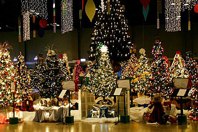 Some of the twinkly attractions at the Quad City Arts Festival of Trees