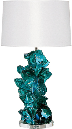 Rock Candy recycled-glass lamp on a Lucite base
