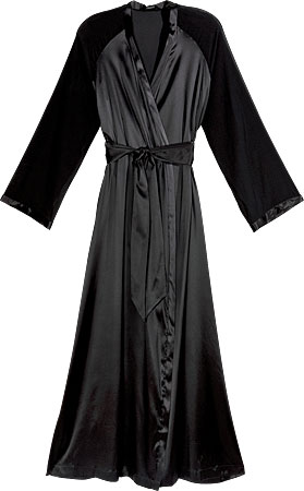 Silk robe with chiffon sleeves