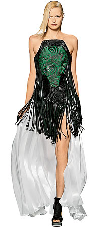 Rodarte silk with leather fringe dress