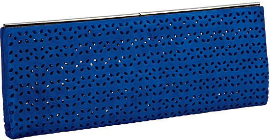 Perforated suede clutch