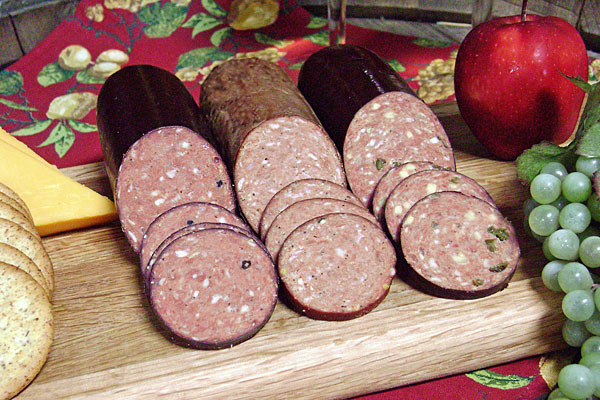 Sausages on display