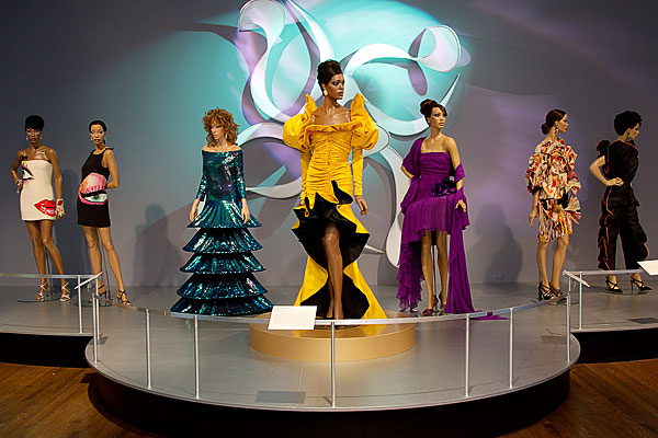 Dresses on display at the Ebony Fashion Fair