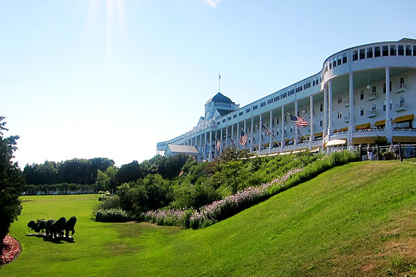 Outside Mackinac Island Grand Hotel