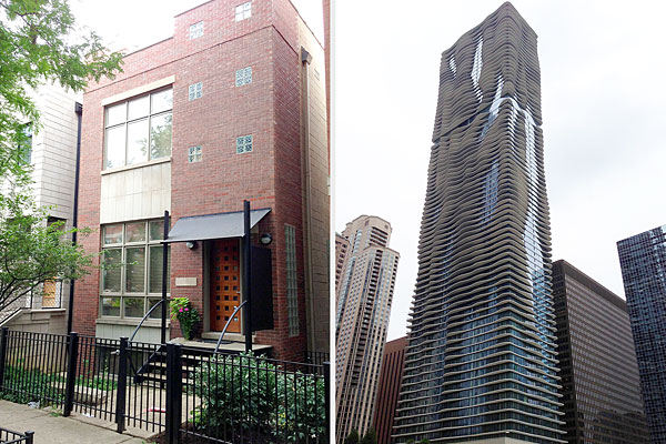The Bucktown home (left) and Aqua (right)