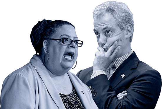 Karen Lewis and Mayor Rahm Emanuel