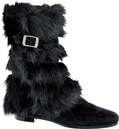 Suede boots with fox fur