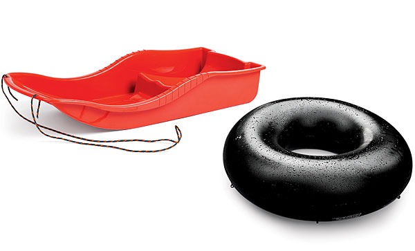 A sled and innertube