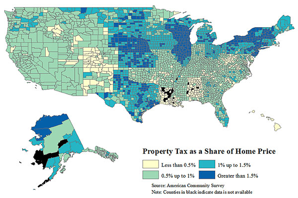 Average Property Tax as a Share of Home Price, Five Year Average: 2007–2011