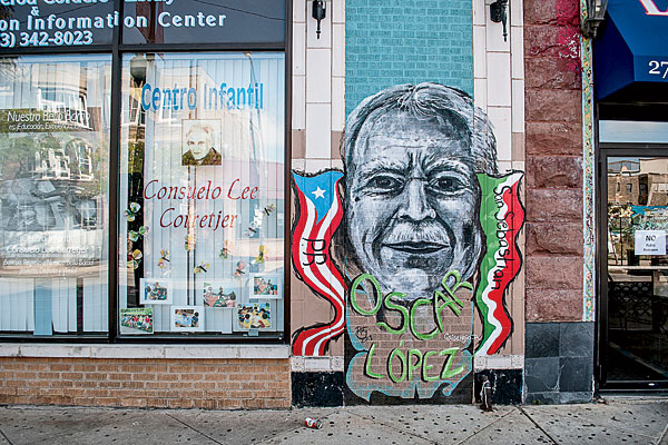 A street mural celebrating Lopez’s imprisoned brother, Oscar