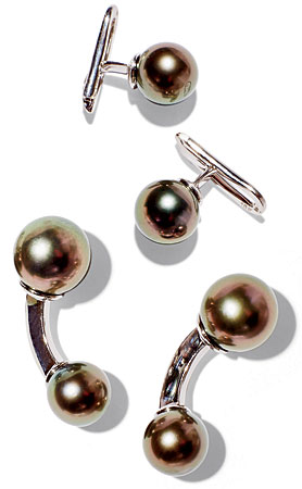 Mikimoto Gray Pearl cufflinks and studs