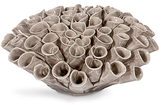 Taupe ceramic flower sculpture