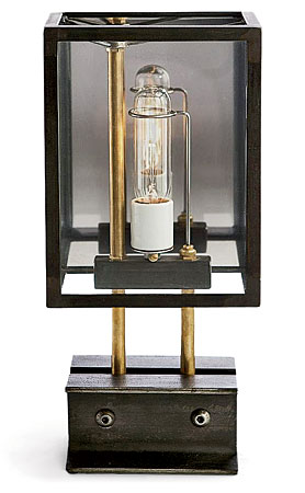 Neotraditional lantern in steel-framed glass with polished brass panel