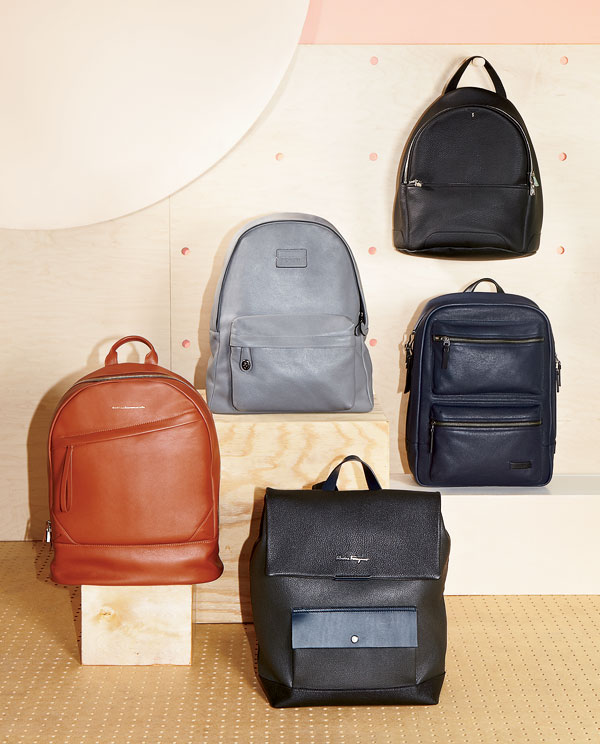 Serapian, Tumi, Salvatore Ferragamo, Want Les Essentiels de la Vie, and Coach backpacks