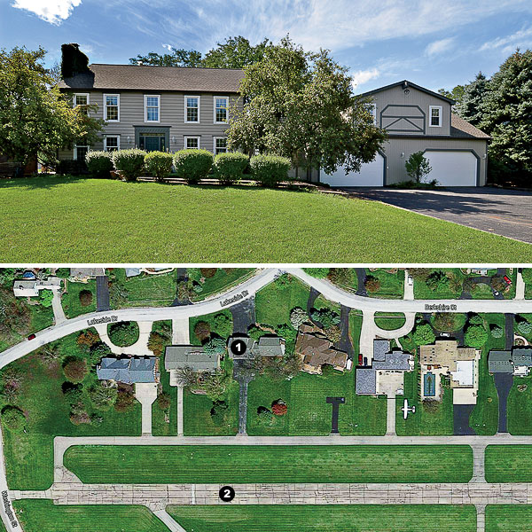 Front and aerial views of the home