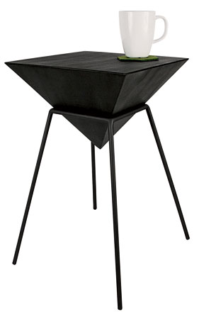 Inverted pyramid table of steel, patina, and wax by Crosstree