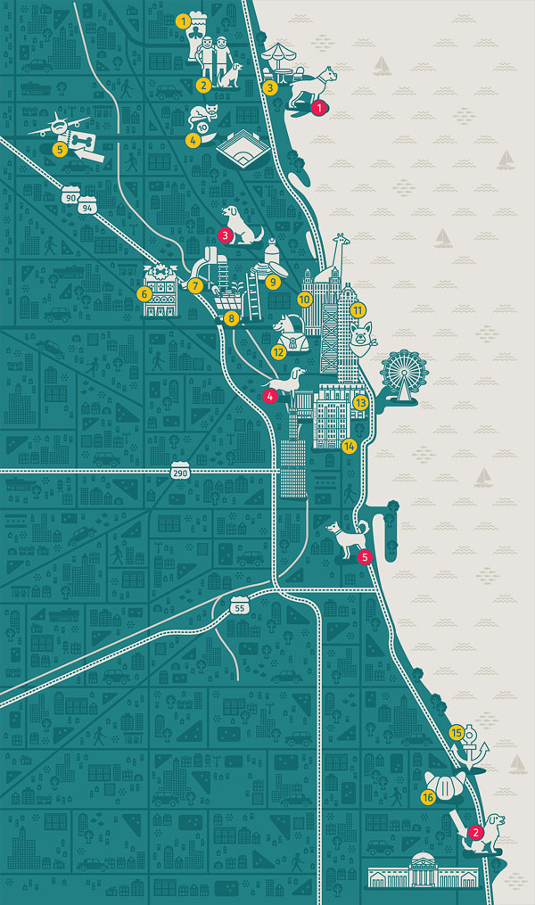 Pet-friendly Chicago map