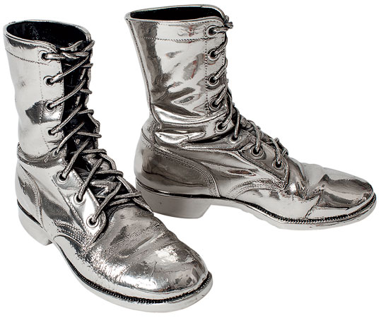 Silver-plated boots