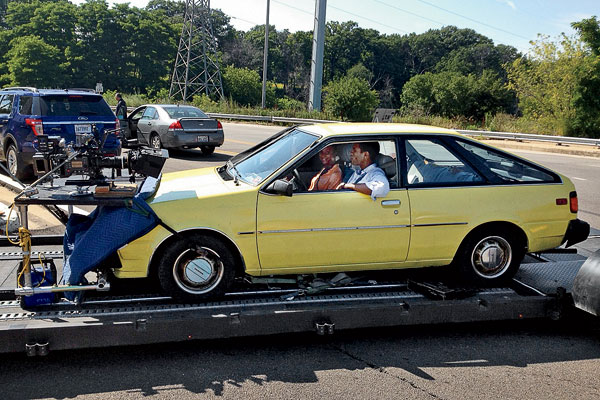 Parker Sawyers and Tika Sumpter during filming