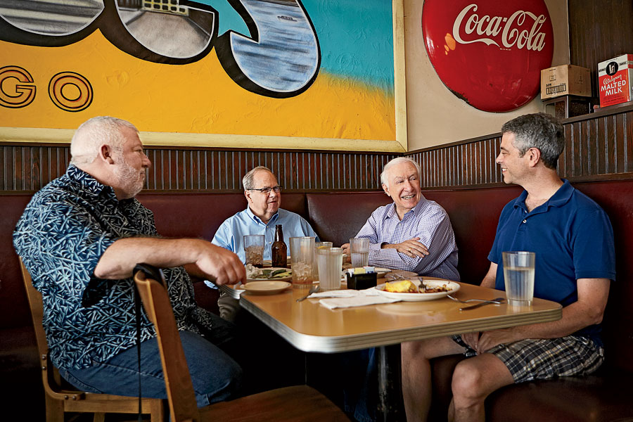 The card wizards at their weekly lunch spot