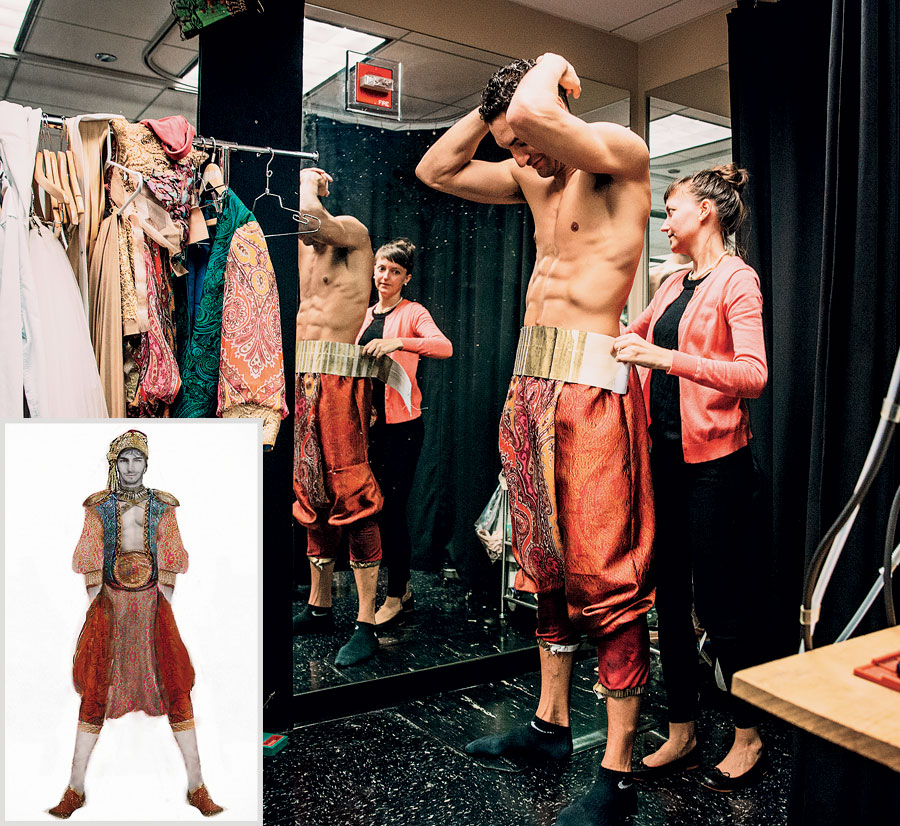 Fabrice Calmels and costume sketch