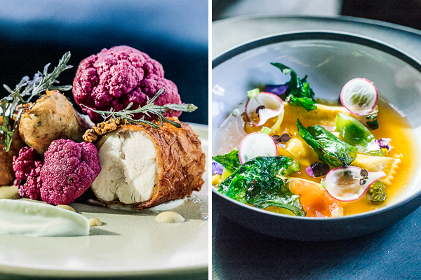 Sepia’s crispy chicken breast with heirloom cauliflower and a bowl of pasta