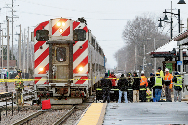This Metra train struck a man who walked onto the tracks in Crystal Lake in January.