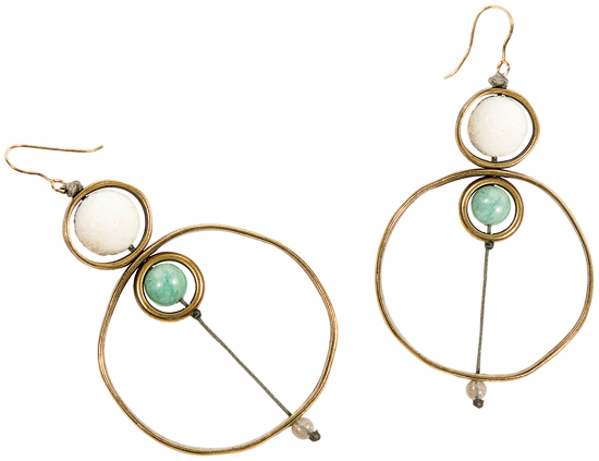 Brass, howlite, and turquoise earrings