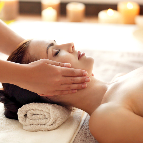 A customer getting a facial