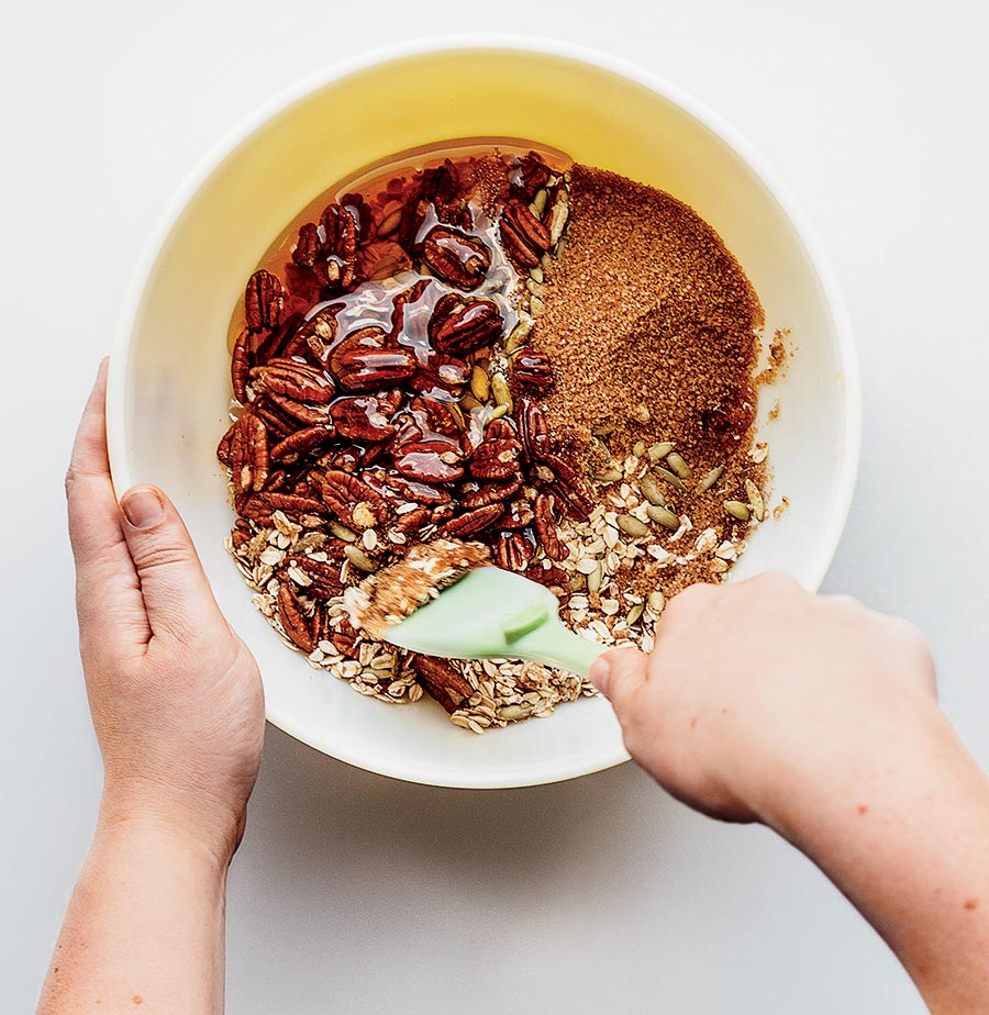 Granola ingredients in a bowl