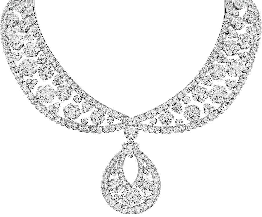 Diamond, platinum, and white gold necklace with detachable pendant