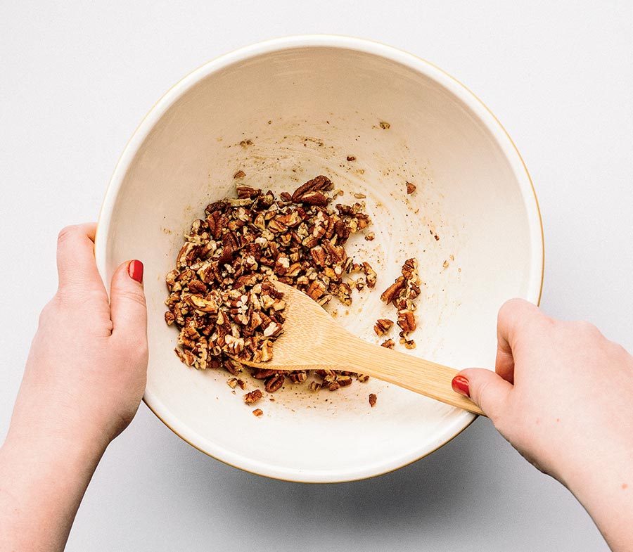 Stirring pecans