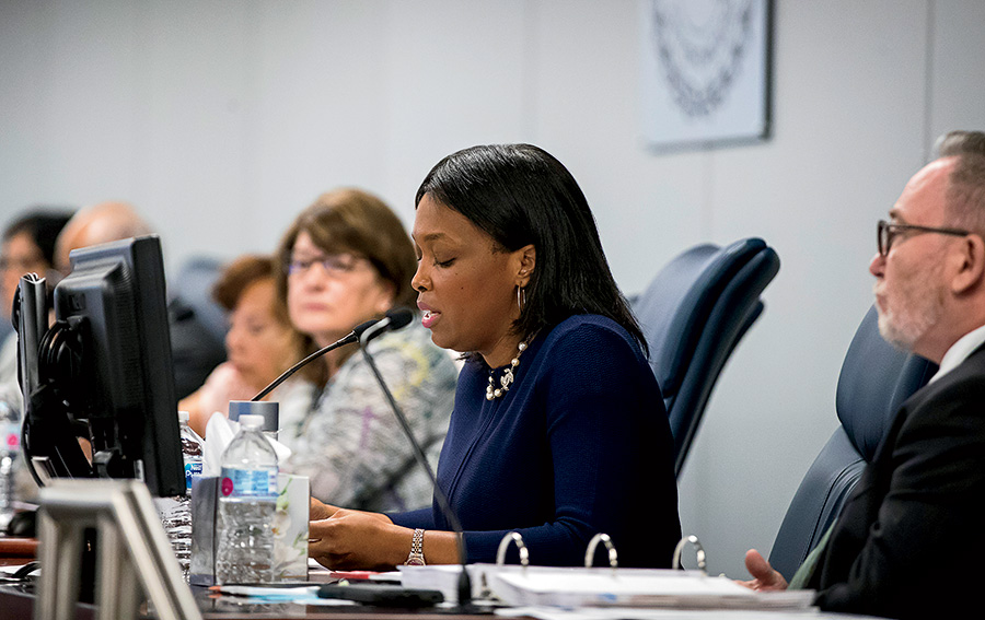 At a 2018 Chicago Board of Education meeting addressing revelations of rampant sexual assault and abuse of students