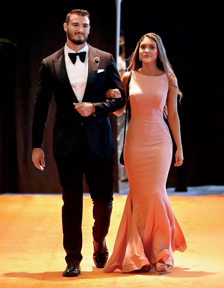 Trubisky with girlfriend Hillary Gallagher at a Bears charity gala